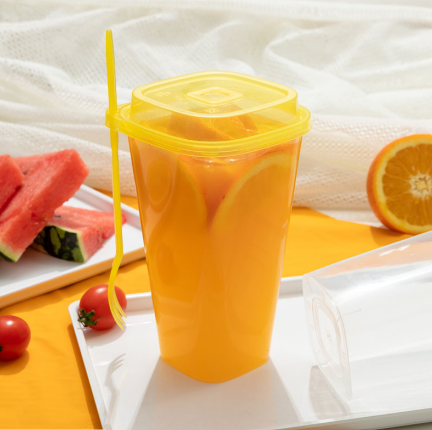 Square Shape Disposable PP Plastic Injection disposable Cup Beverage Use for Cold Drinking and milk tea