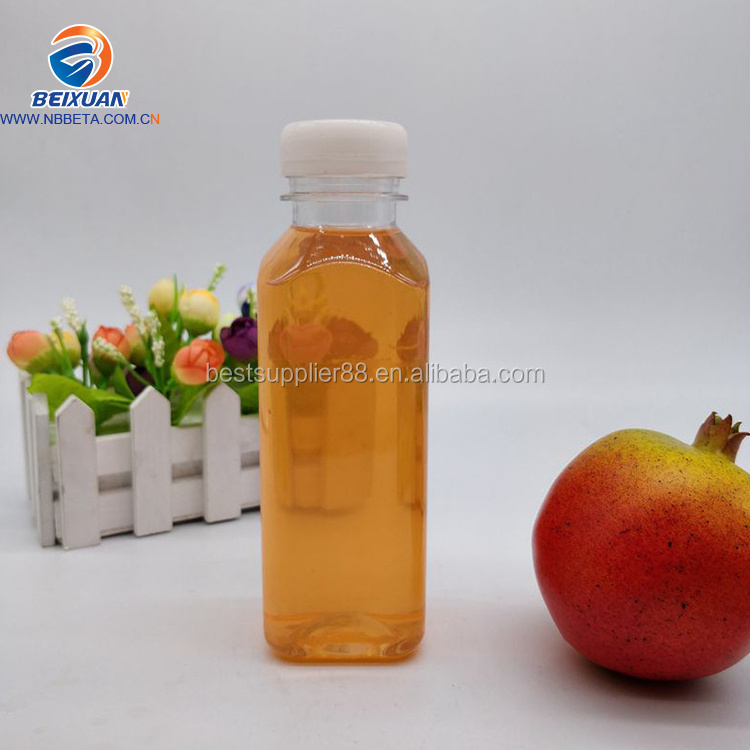 Logo printed 250ml 350ml 500ml French Square Plastic Cold Pressed Juice Bottle with Plastic lid