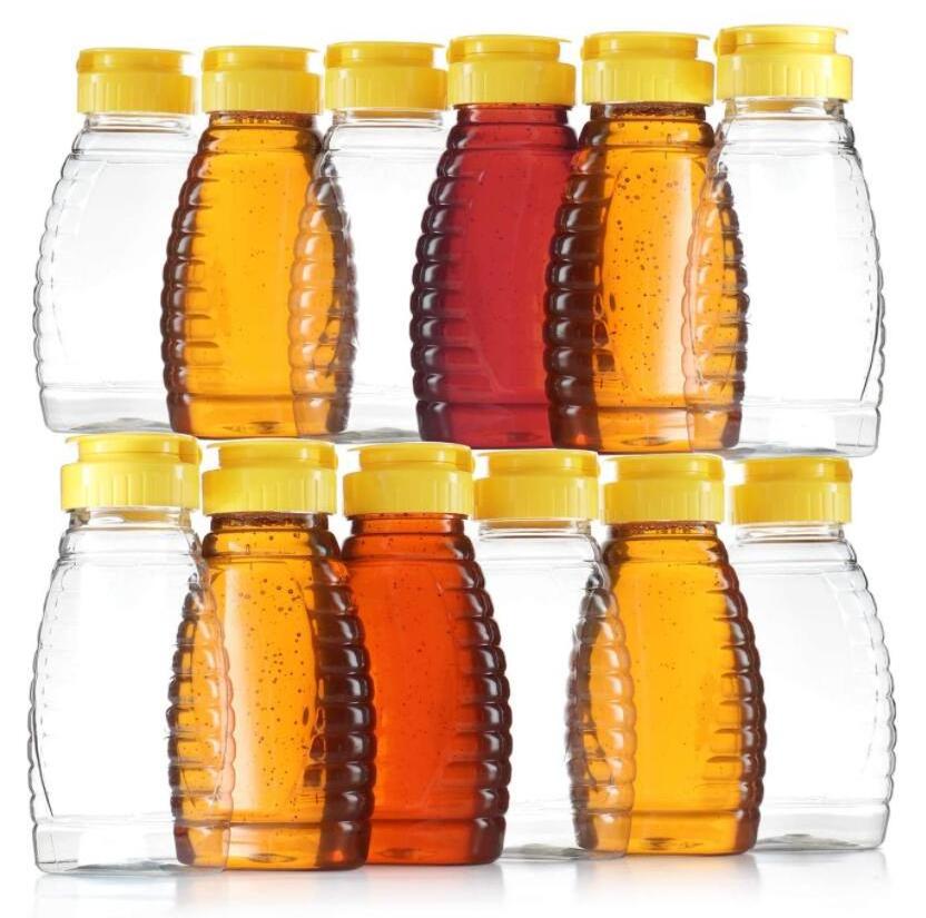 Empty Honey Squeeze Plastic PET Jar 1kg Honey Packaging Bottle With Lid Salad Dressings Containers