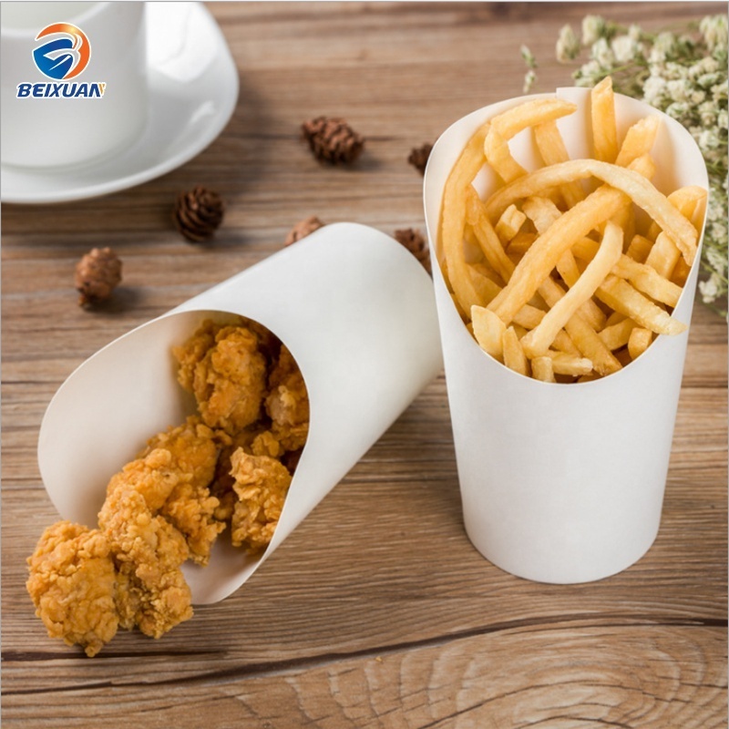 Customized Disposable Kraft Paper French Fries Cup 14oz Ice Cream Oblique Eggs Paper Cup