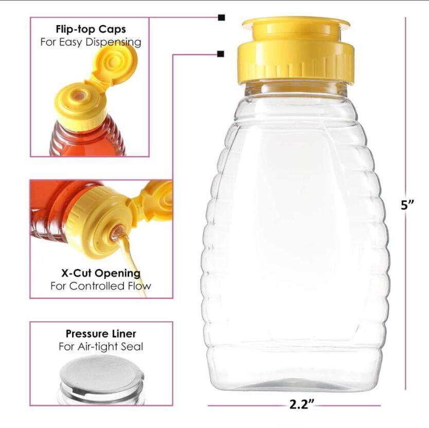 Empty Honey Squeeze Plastic PET Jar 1kg Honey Packaging Bottle With Lid Salad Dressings Containers