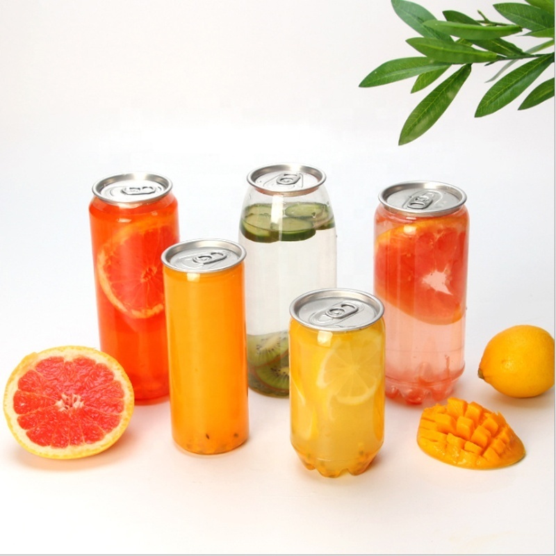 Hot Selling Custom PET Can  500ml  650ml Empty Transparent Plastic Soda Beverage Bottles With Easy Open Ends For Soft Drinking