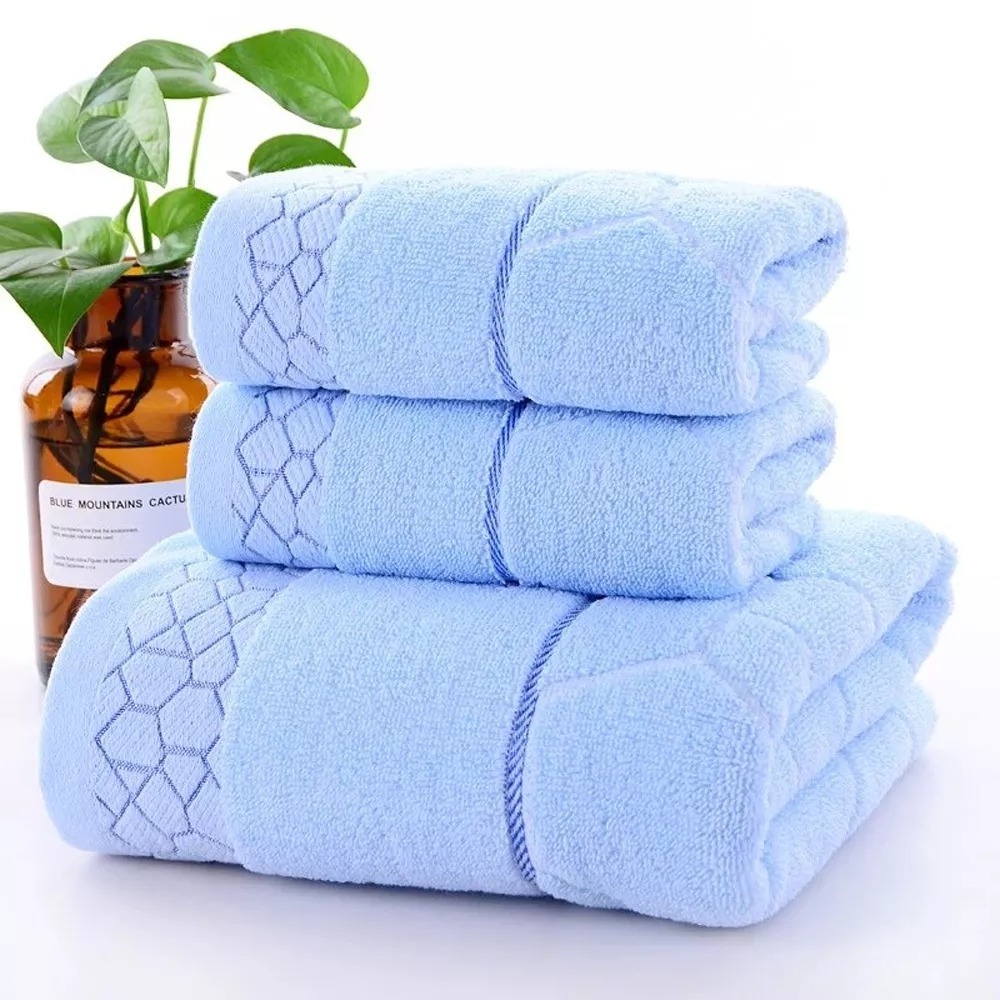 Pakistan factory custom plain dobby terry 100% cotton bath towel thick best soft organic plain custom logo towel