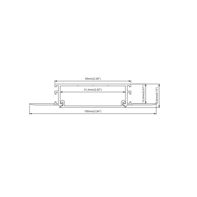 Soft PC cover 100x19mm Plaster in led extrusion aluminum channel profile recessed for drywall plaster board for ceiling lighting