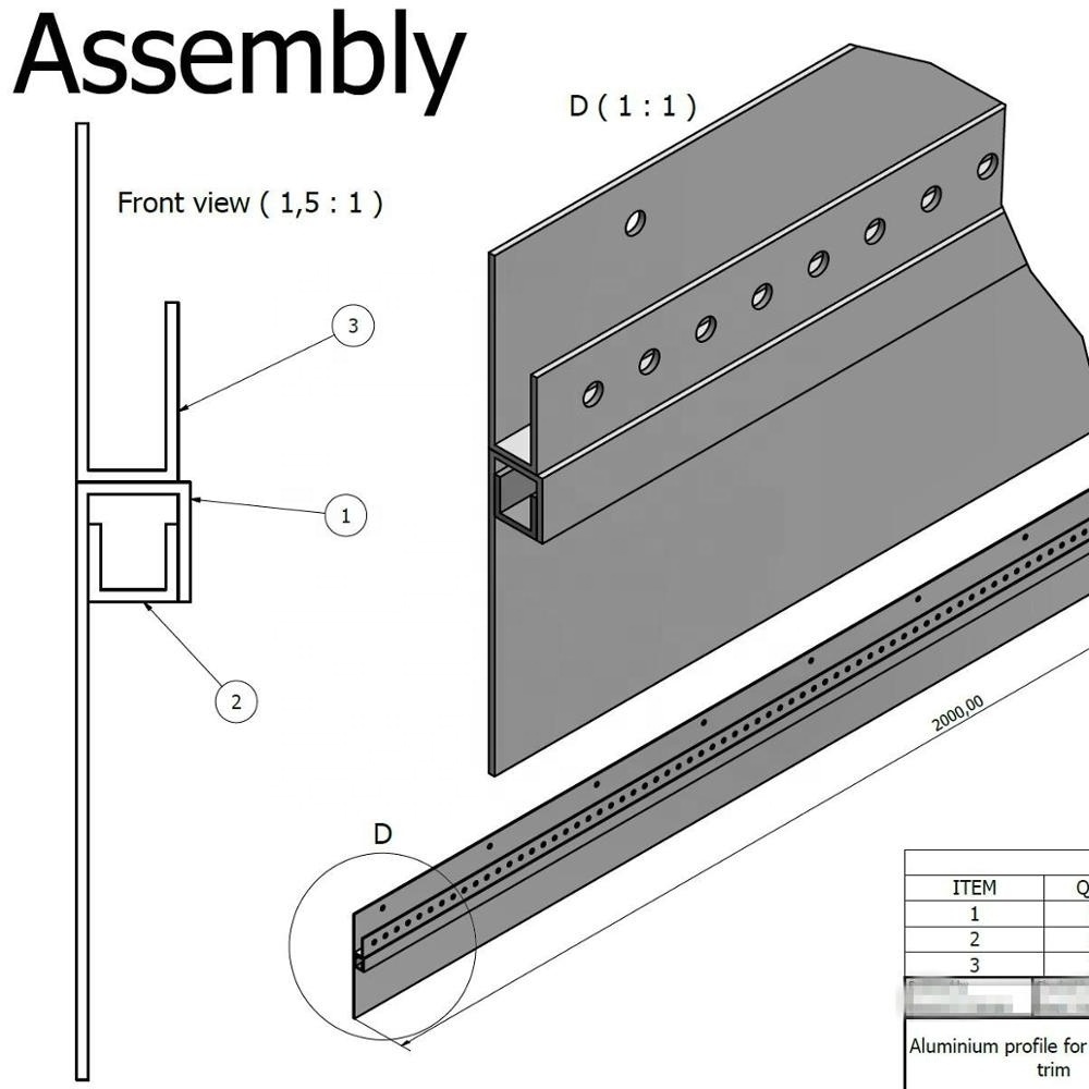 2022 Architectural Gypsum Plaster skirting line drywall Aluminium Profile for led strip lighting trim cove lighting