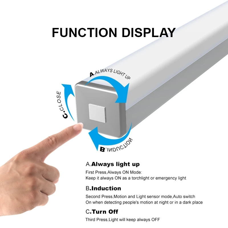 Modern 5V USB Rechargeable PIR Motion Sensor LED Cabinet Lights Wireless with Magnetic Attachment down Shade Closet Furniture