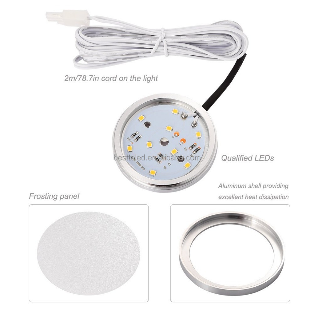 Led show case furniture lighting remote control dimmable utilitech ultra-thin led puck light 3W for under cabinet