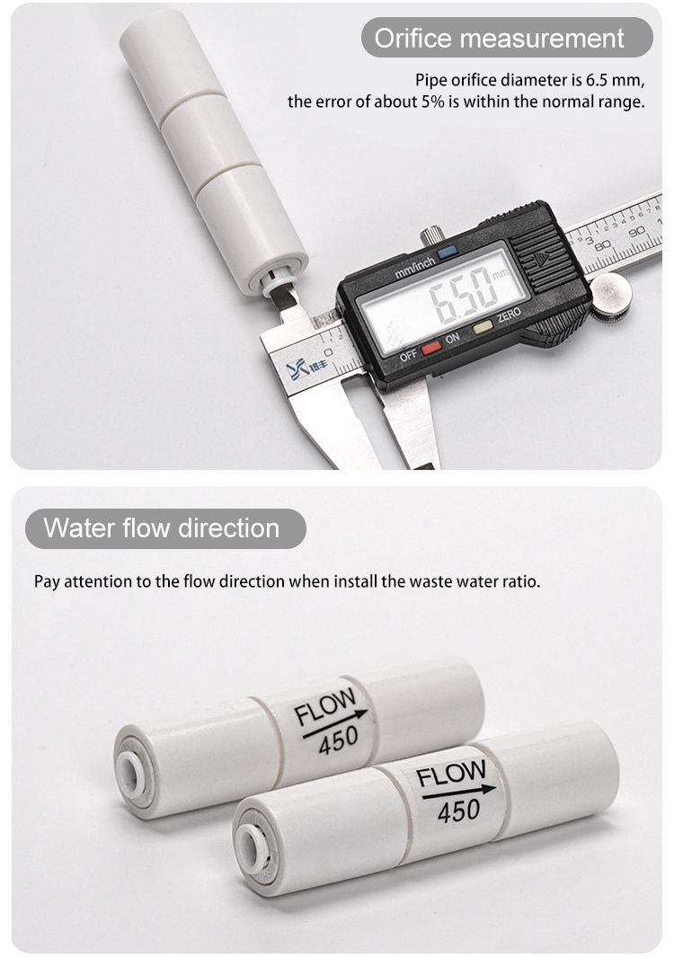 Use For Installing Of 2-brunch Pipes Tube O.D 1/4 Reverse Osmosis Water Flow Restrictor for Waste Water Discharge