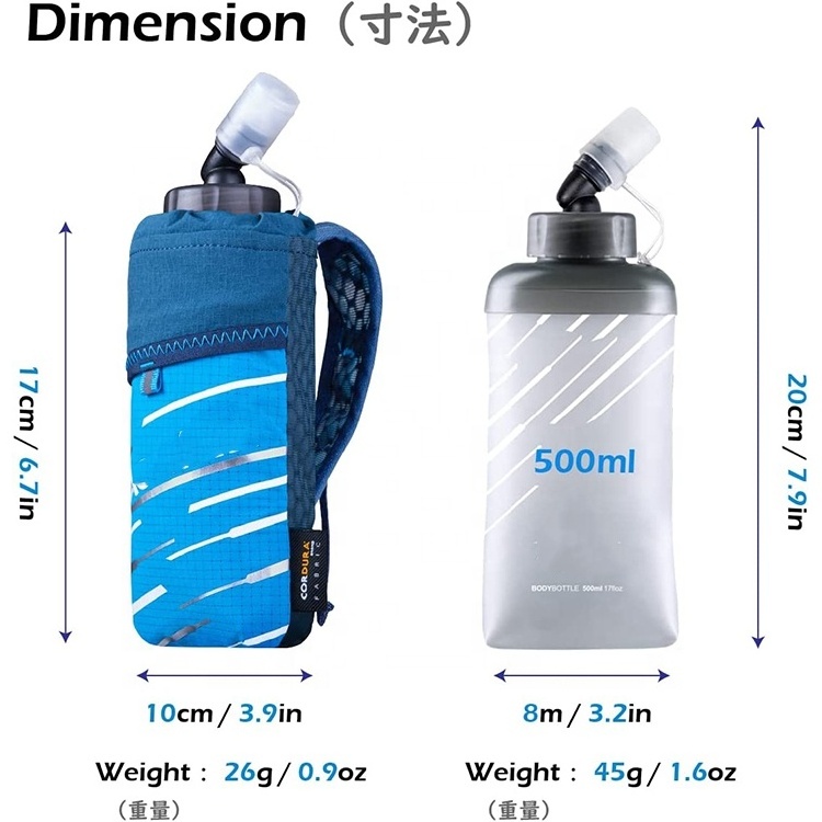 Wholesale Collapsible 500ml 45 degree bite valve soft flask bottle With Hand Holder For Running