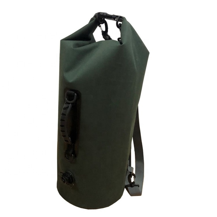 20L 30L 40L Outdoor Camping TPU Green Color  Waterproof Nylon Dry Bag With Air Valve