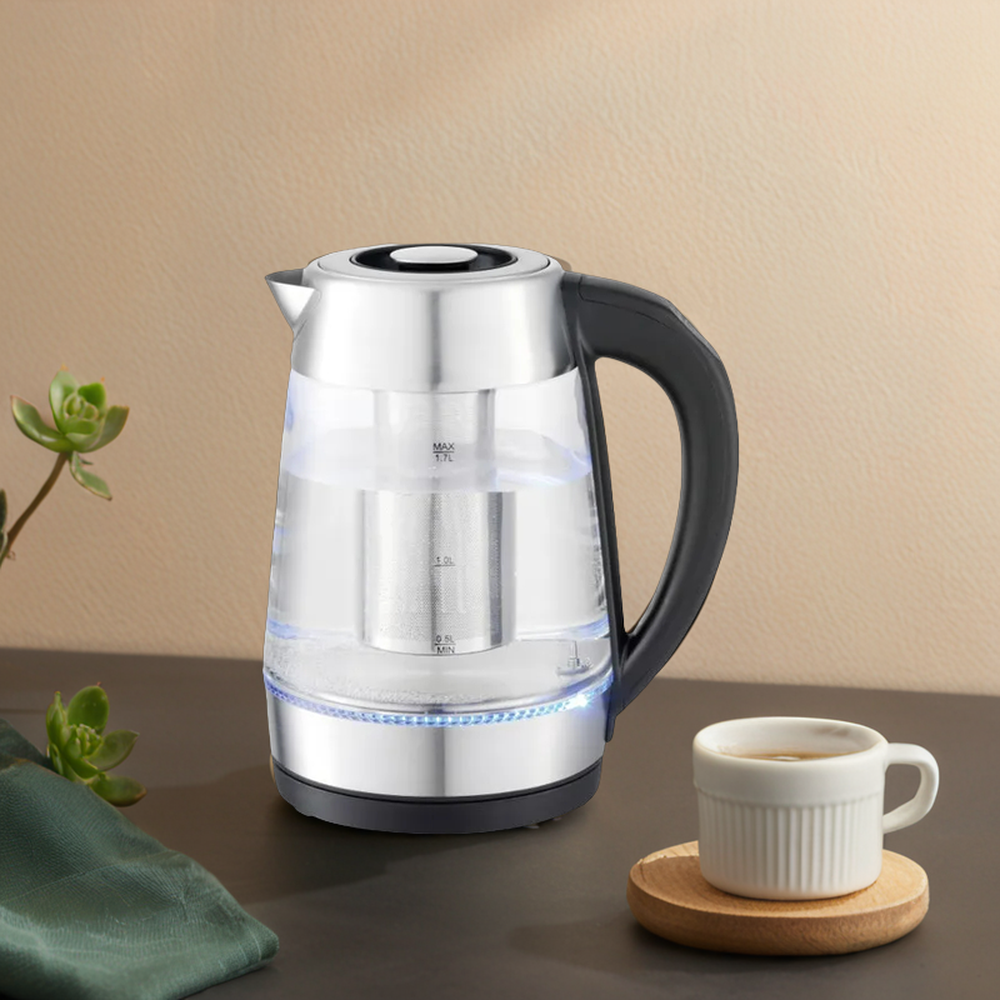 Top-Selling Cordless Electric Kettle Stainless Steel Glass with 1-Year Warranty CE/RoHS/UKCA Certified for Home and Hotel Use