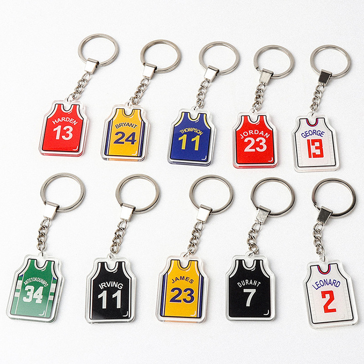 Customized Sport Kobe PVC metal small basketball star Jersey keychain