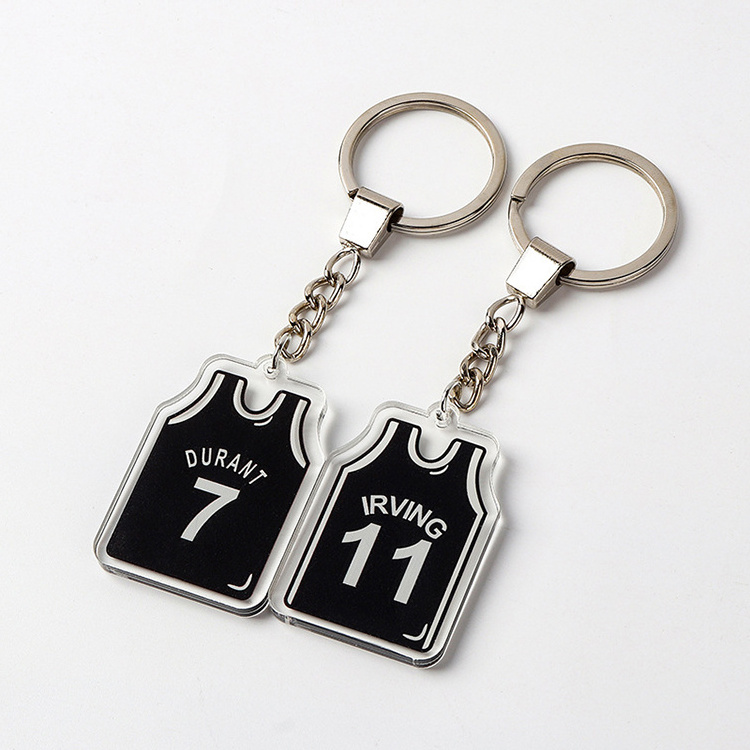 Customized Sport Kobe PVC metal small basketball star Jersey keychain