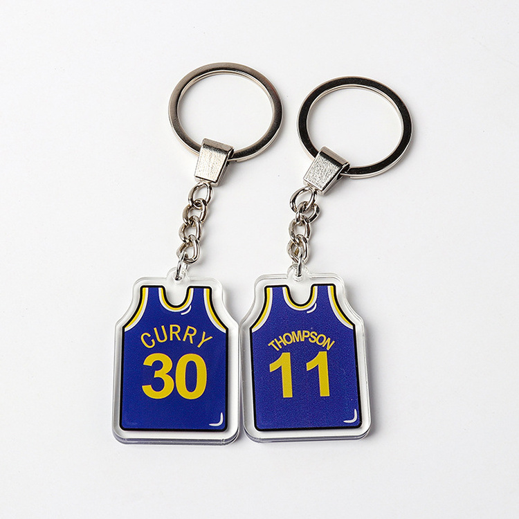 Customized Sport Kobe PVC metal small basketball star Jersey keychain