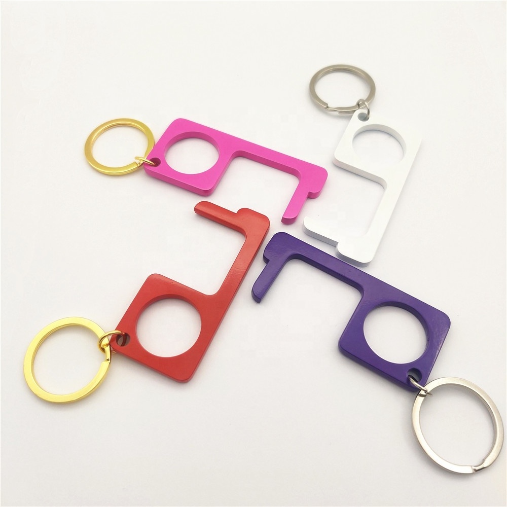 Metal Zero Contact Key chain  custom No Touch Tool Door Opener Keychain manufacturers  key holder