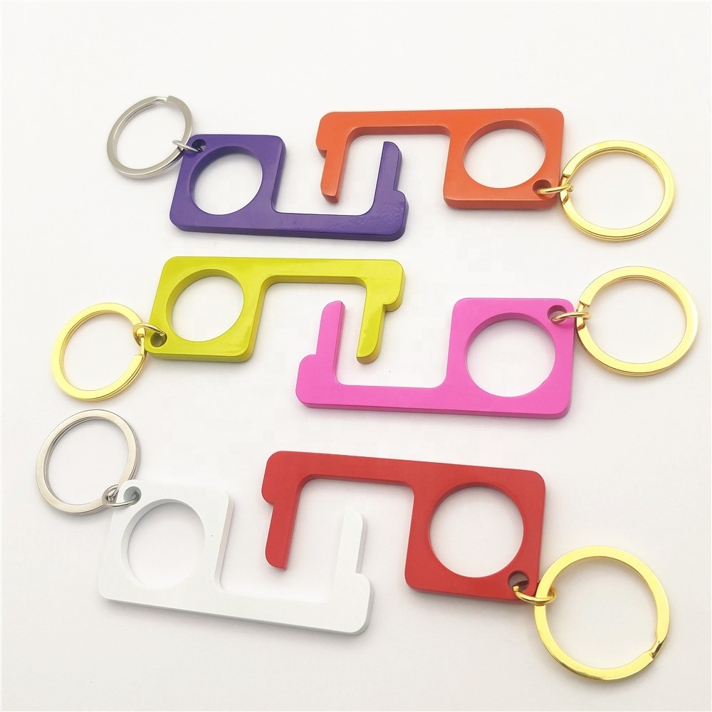 Metal Zero Contact Key chain  custom No Touch Tool Door Opener Keychain manufacturers  key holder