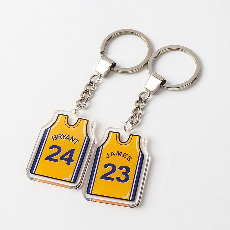 Customized Sport Kobe PVC metal small basketball star Jersey keychain