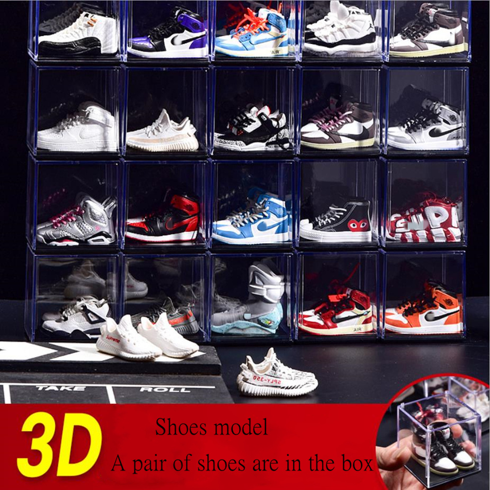 Square transparent mini shoe box A mini basketball sneaker plastic 3D shoe keychain