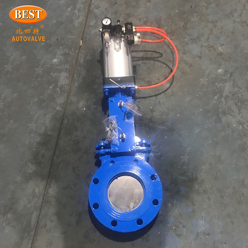 motorized slide QZ-C-DXZ43 Carbon Steel ANSI Flange Pneumatic Rising Stem Type Knife Gate Valve