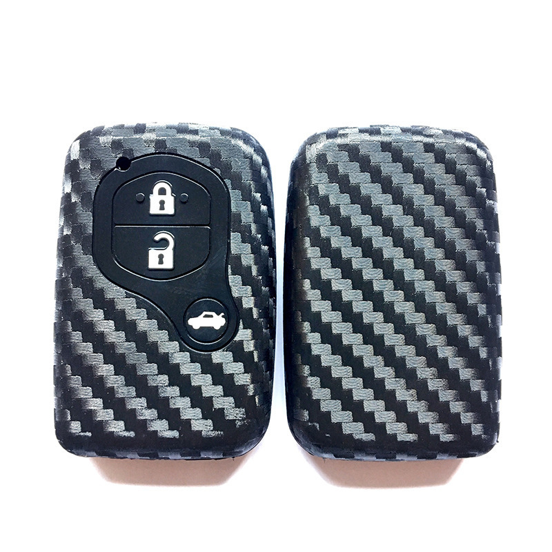 For Toyota Silicone Rubber Carbon Fiber Texture Smart Remote Key Fob Cover Case Car Key Cover