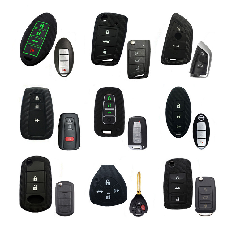 New Accesorios for Nissan toyota key case  bmw Para Autos Keyless Key Fob Protector Silicone Carbon Fiber Car Key Cover