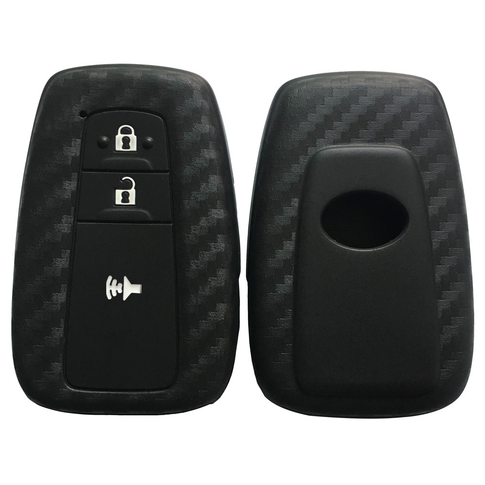 For Toyota Silicone Rubber Carbon Fiber Texture Smart Remote Key Fob Cover Case Car Key Cover