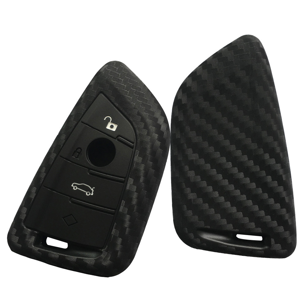 New Accesorios for Nissan toyota key case  bmw Para Autos Keyless Key Fob Protector Silicone Carbon Fiber Car Key Cover