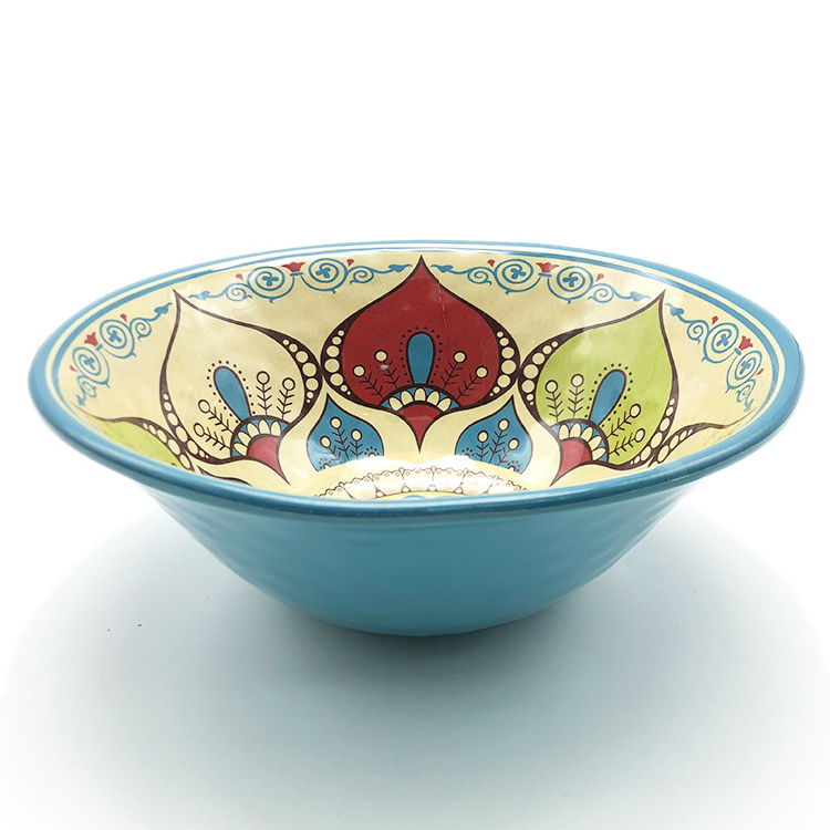 melamine round fruit salad serving bowl with  ceramic look