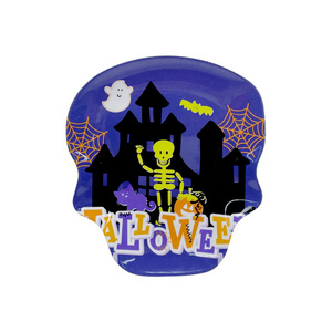 Top Seller Halloween themed dinner plates High Quality Customized Melamine Bat spider web Cat bat castle ghost plate wholesale