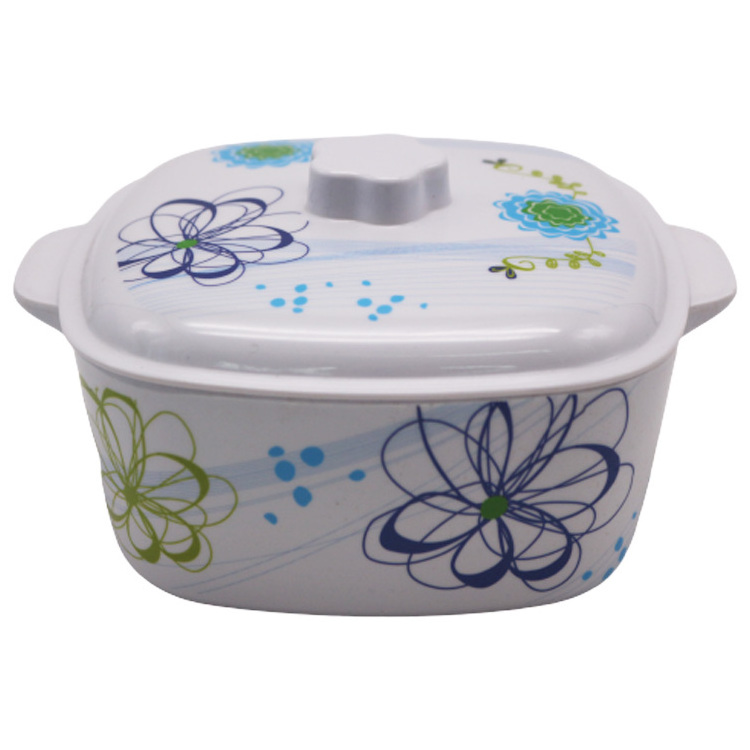 Flower Printed Melamine Storage Food Bowl With Cover Lid