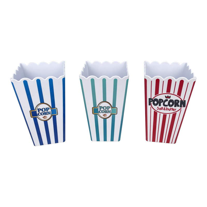 Blue white stripe wholesale 32oz plastic melamine popcorn bucket box bowl