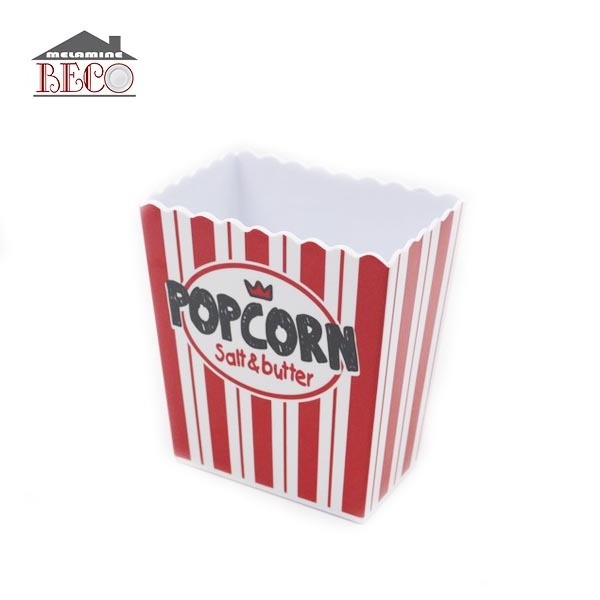 Wholesale Eco Friendly Large Capacity High Quality Geometric Stripes Plastic Melamine Reusable Popcorn Bowl