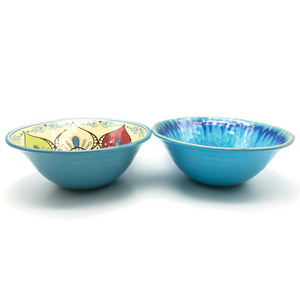 melamine round fruit salad serving bowl with  ceramic look