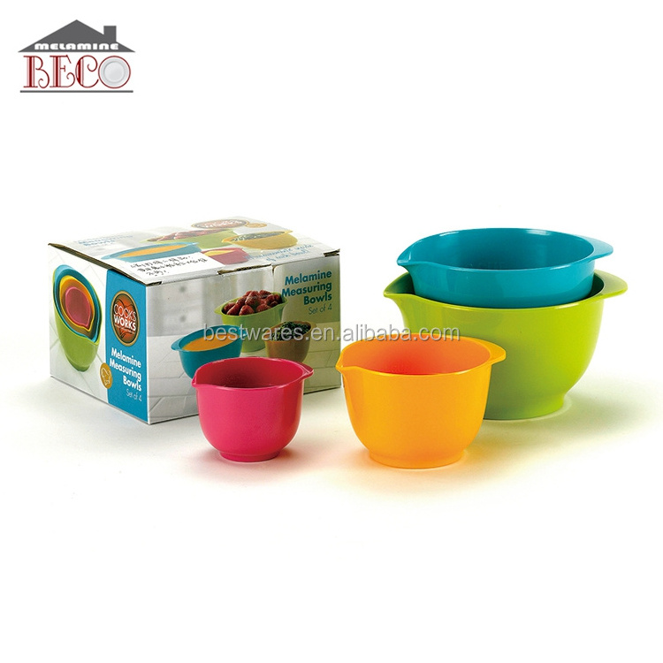 Factory Supply Mixing Color Melamine Measuring Bowl Mixing Bowl Set Colorful Plastic Customized Designs Unbreakable Dinner Set