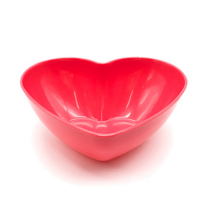 Special design pink heart shape melamine serving plastic bowl