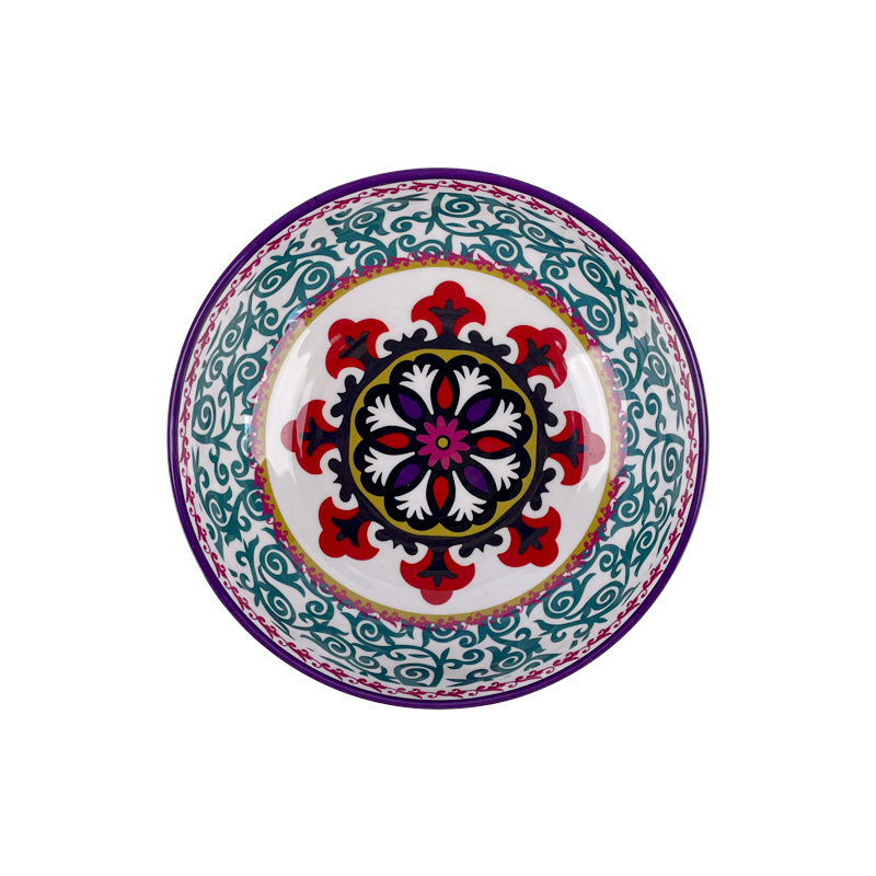 New custom printed large pretty 6 8 9.8 inch round melamine turkish bowls