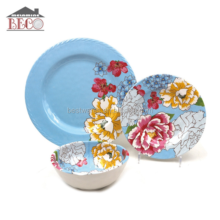 Hot selling decorative melamine plastic dinner sets in pakistan