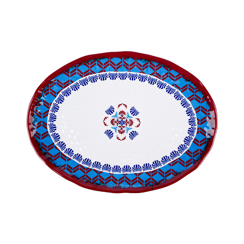 High Quality Light Weight Durable Melamine oval serve platter plastic oval tray