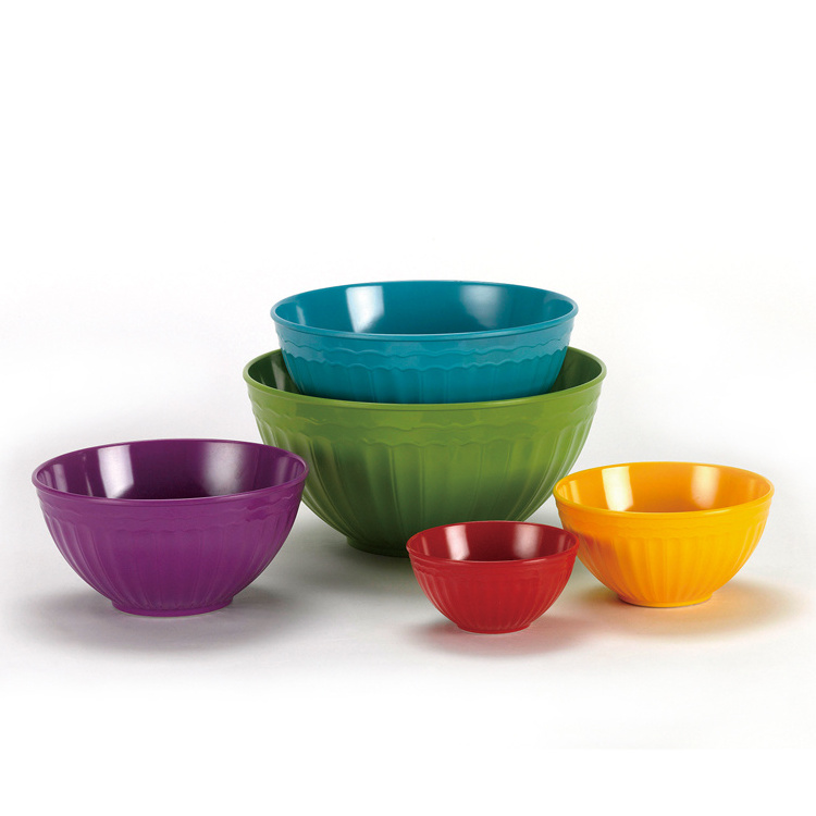 Factory Supply Mixing Color Melamine Measuring Bowl Mixing Bowl Set Colorful Plastic Customized Designs Unbreakable Dinner Set