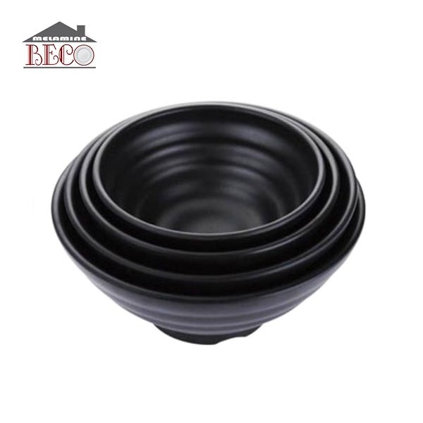 Family Restaurant Japanese Style Solid Black Matte Effect  Kitchenware Ramen Rice Soup Melamine Bowl