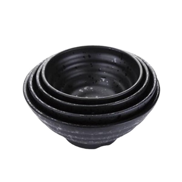 Family Restaurant Japanese Style Solid Black Matte Effect  Kitchenware Ramen Rice Soup Melamine Bowl