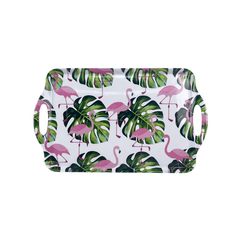 Flamingo BPA-Free Dishwasher safe Durable Custom Melamine Rectangle Dishes Serving Platters Rolling Tray