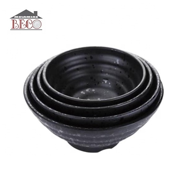 Family Restaurant Japanese Style Solid Black Matte Effect  Kitchenware Ramen Rice Soup Melamine Bowl