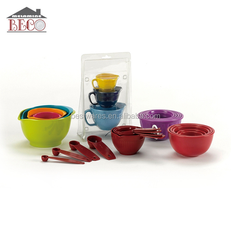 Factory Supply Mixing Color Melamine Measuring Bowl Mixing Bowl Set Colorful Plastic Customized Designs Unbreakable Dinner Set