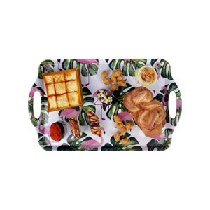 Flamingo BPA-Free Dishwasher safe Durable Custom Melamine Rectangle Dishes Serving Platters Rolling Tray