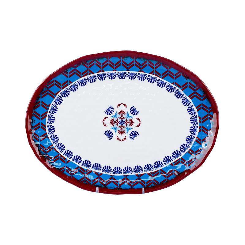 High Quality Light Weight Durable Melamine oval serve platter plastic oval tray