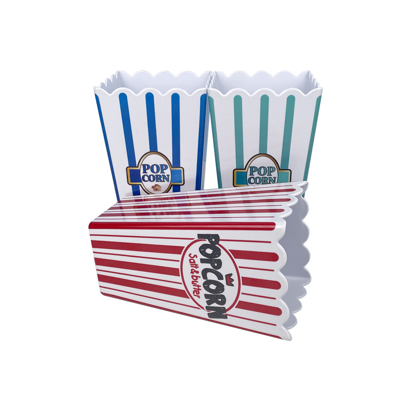 Blue white stripe wholesale 32oz plastic melamine popcorn bucket box bowl