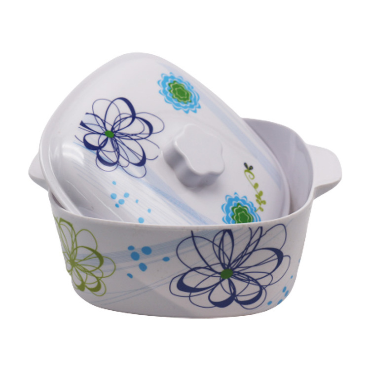 Flower Printed Melamine Soup dessert nest Bowl With Lid