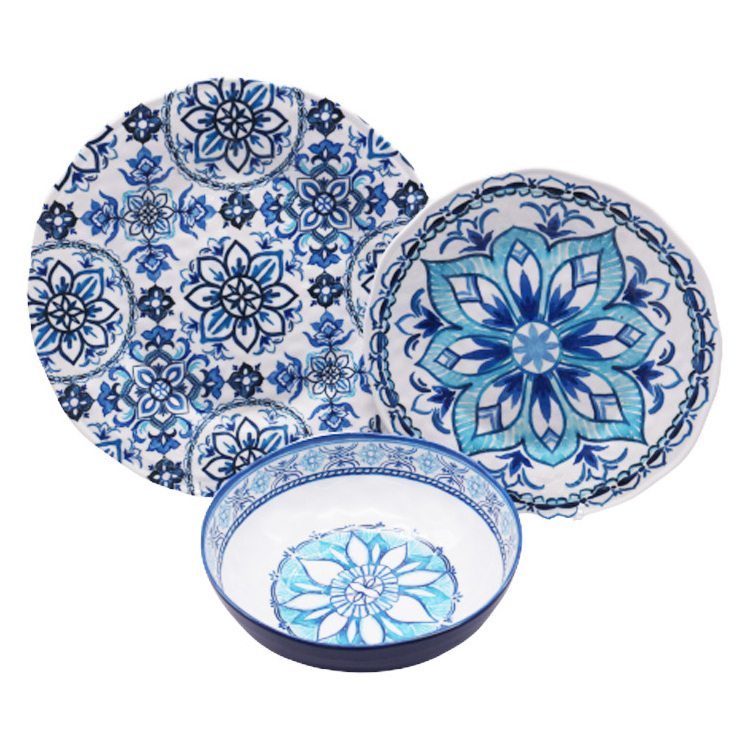 Hot selling decorative melamine plastic dinner sets in pakistan