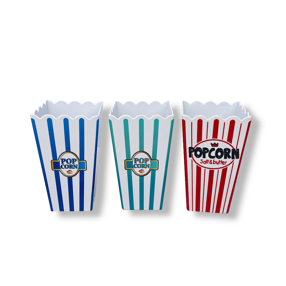 High Quality Custom Square Printed  Melamine Plastic Popcorn Serving Bucket bowl